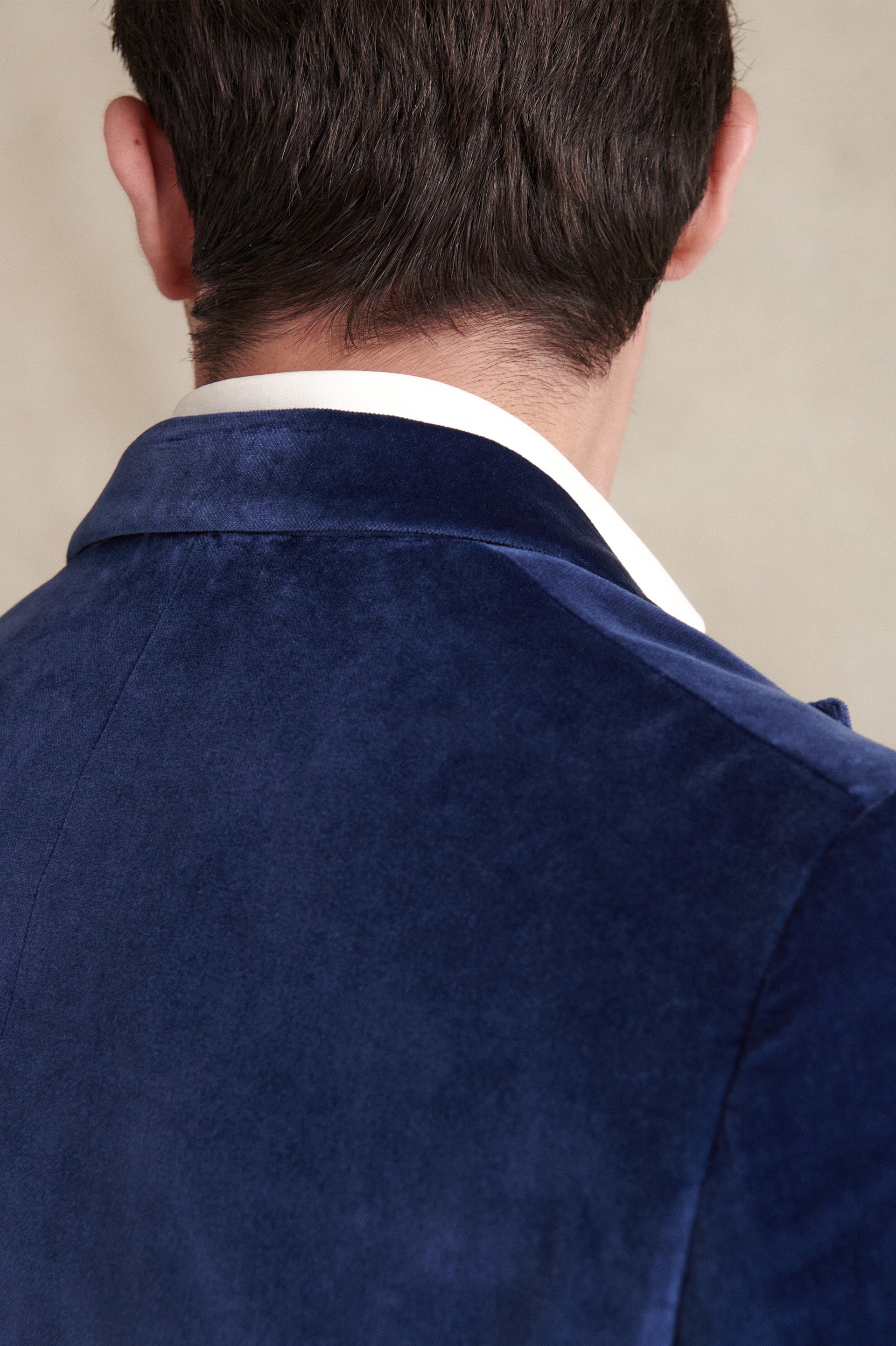 Blue Peak Lapel Single Breasted Velvet Evening Jacket