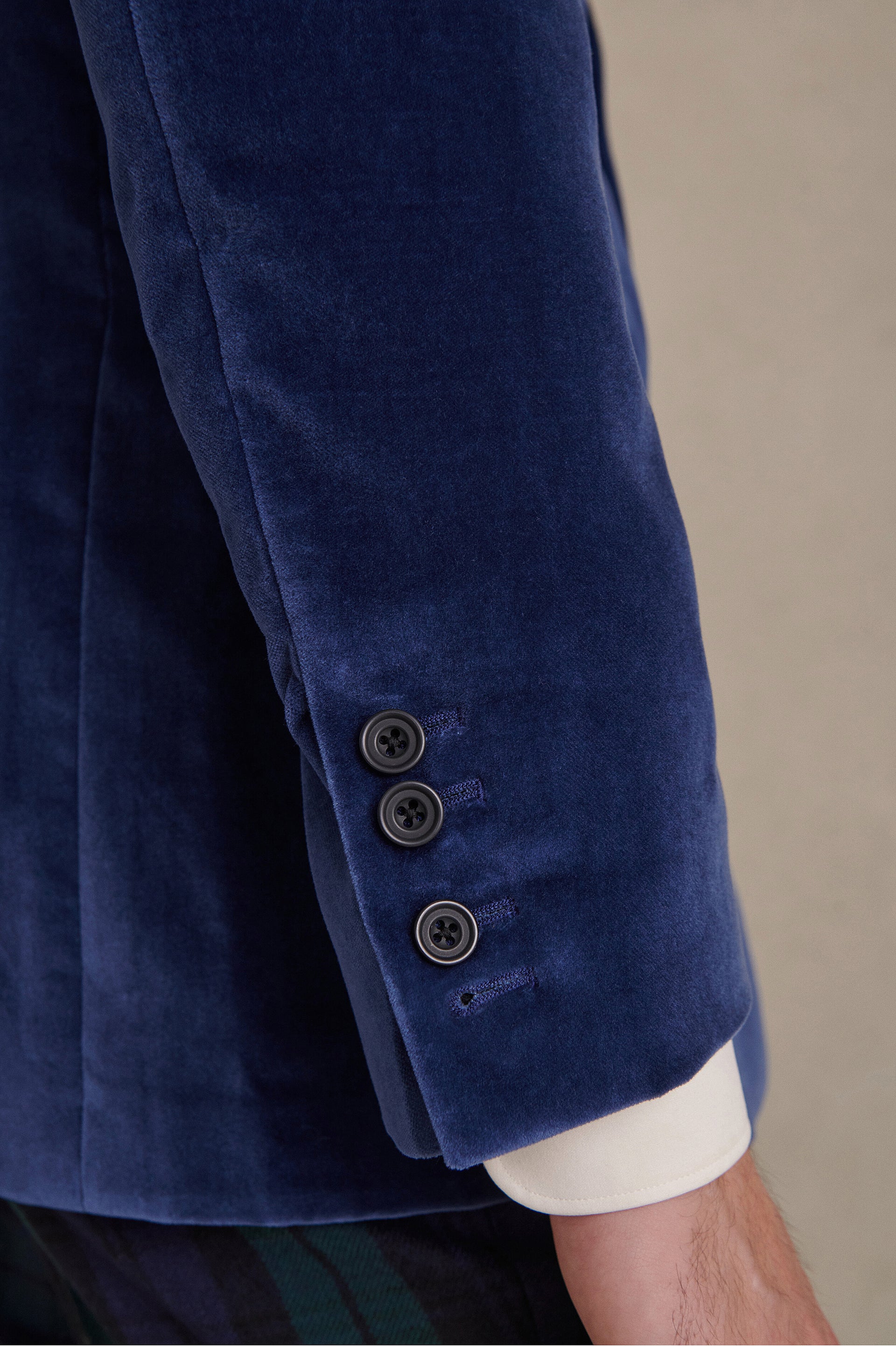 Blue Peak Lapel Single Breasted Velvet Evening Jacket