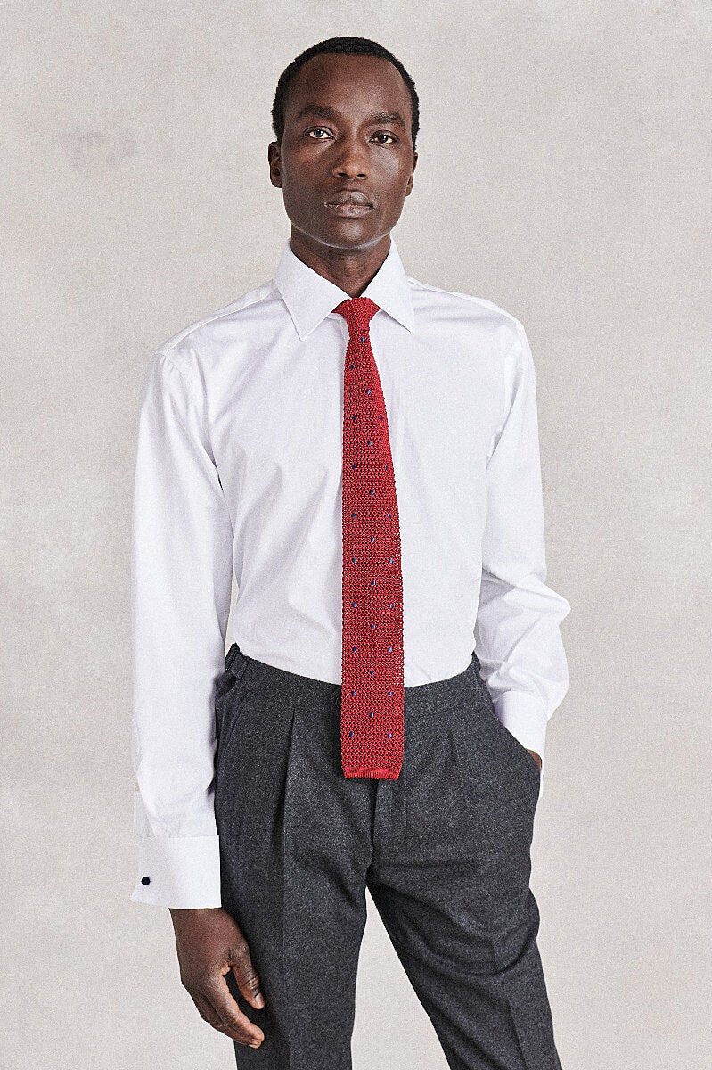 White Poplin St James's Collar Tailored Fit Double Cuff Shirt