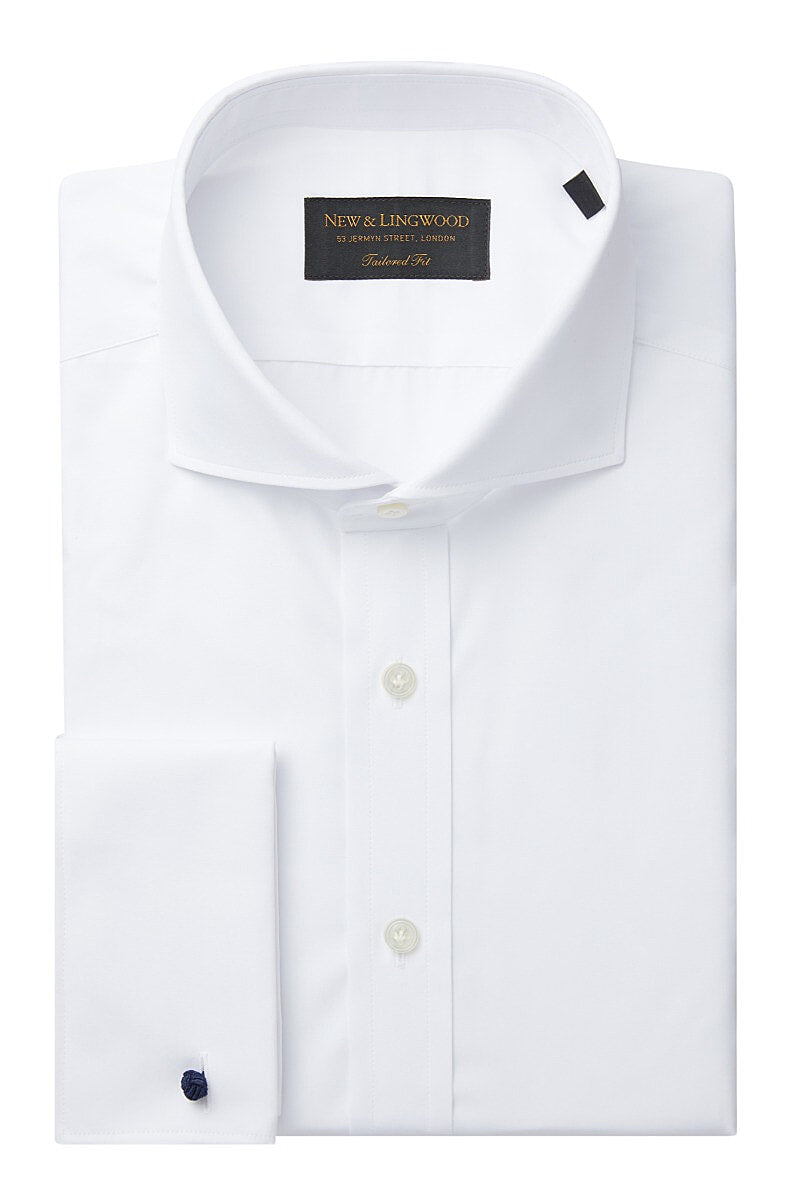 White Poplin Cutaway Collar Tailored Fit Double Cuff Shirt